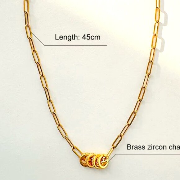 PINK LEMONADE JEWELRY Jewelry - A SMOOTH CHAIN WITH FIVE CIRCLES LINED WITH CUBIC ZIRCONIAS AND DETAIL NECKLACE